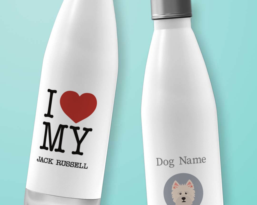 Two Insulated Metal Personalised Dog Water Bottles